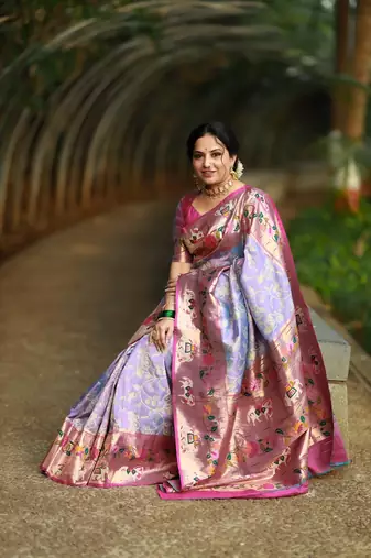Beautiful Lucknowi Concept Weaving Saree With Paithani And Patola Saree