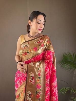 Beautiful Lucknowi Concept Weaving Saree With Paithani And Patola Saree 2