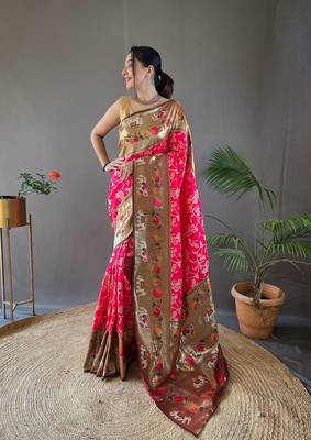 Beautiful Lucknowi Concept Weaving Saree With Paithani And Patola Saree 1