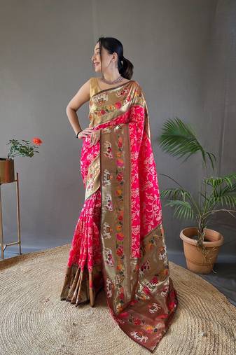 Beautiful Lucknowi Concept Weaving Saree With Paithani And Patola Saree
