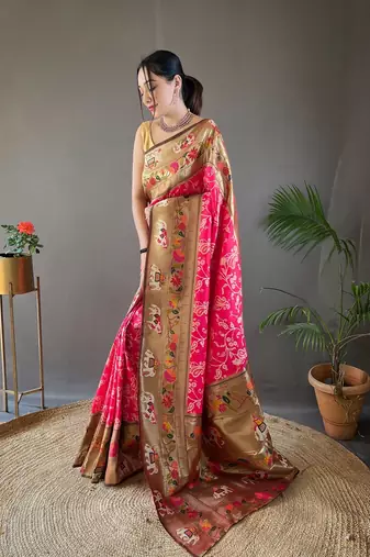 Beautiful Lucknowi Concept Weaving Saree With Paithani And Patola Saree