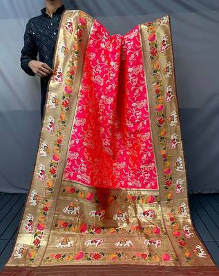 Beautiful Lucknowi Concept Weaving Saree With Paithani And Patola Saree 4