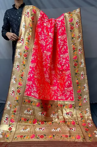 Beautiful Lucknowi Concept Weaving Saree With Paithani And Patola Saree