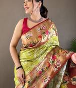 Beautiful Lucknowi Concept Weaving Saree With Paithani And Patola Saree