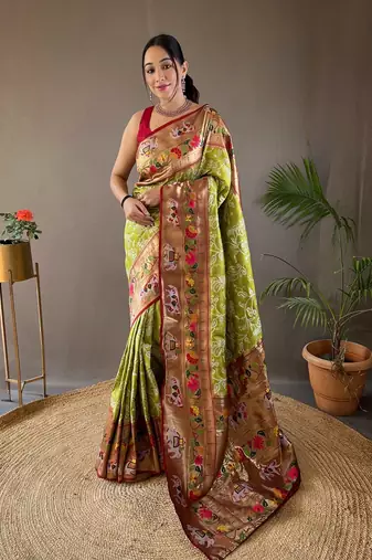 Beautiful Lucknowi Concept Weaving Saree With Paithani And Patola Saree