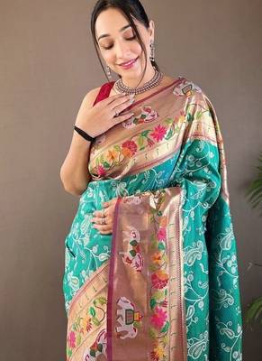 Beautiful Lucknowi Concept Weaving Saree With Paithani And Patola Saree 1
