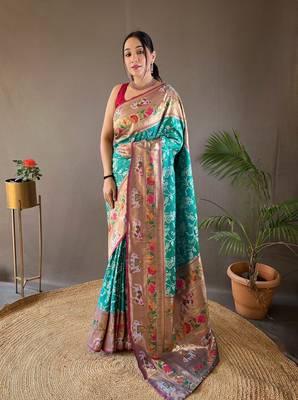 Beautiful Lucknowi Concept Weaving Saree With Paithani And Patola Saree 2