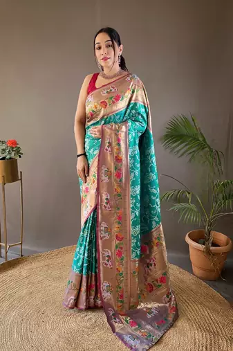 Beautiful Lucknowi Concept Weaving Saree With Paithani And Patola Saree