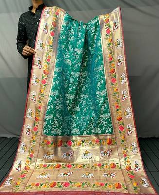 Beautiful Lucknowi Concept Weaving Saree With Paithani And Patola Saree 4