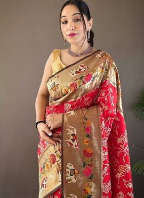 Beautiful Lucknowi Concept Weaving Saree With Paithani And Patola Saree 1