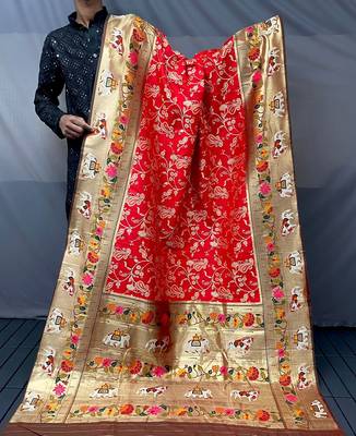 Beautiful Lucknowi Concept Weaving Saree With Paithani And Patola Saree 4