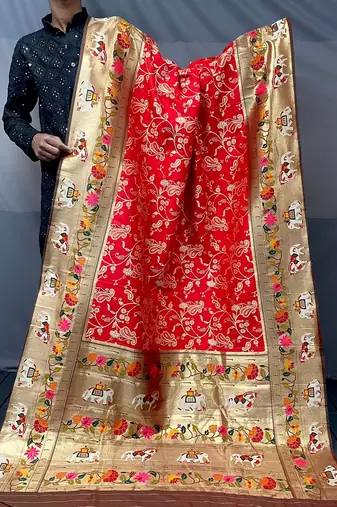 Beautiful Lucknowi Concept Weaving Saree With Paithani And Patola Saree