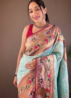 Beautiful Lucknowi Concept Weaving Saree With Paithani And Patola Saree 1