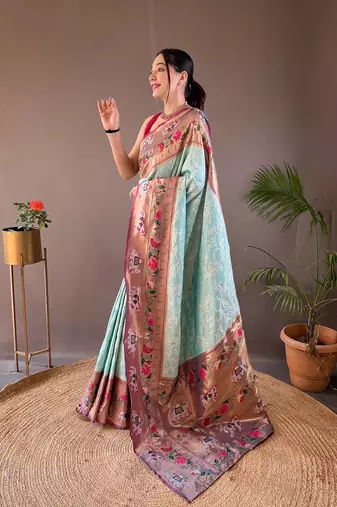 Beautiful Lucknowi Concept Weaving Saree With Paithani And Patola Saree
