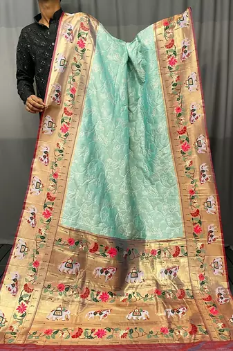 Beautiful Lucknowi Concept Weaving Saree With Paithani And Patola Saree