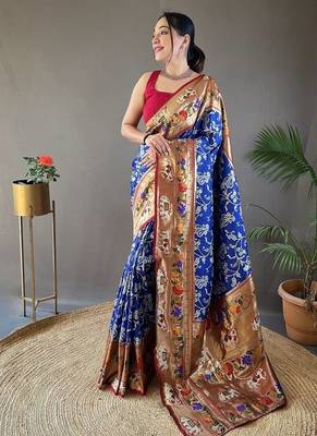 Beautiful Lucknowi Concept Weaving Saree With Paithani And Patola Saree 1