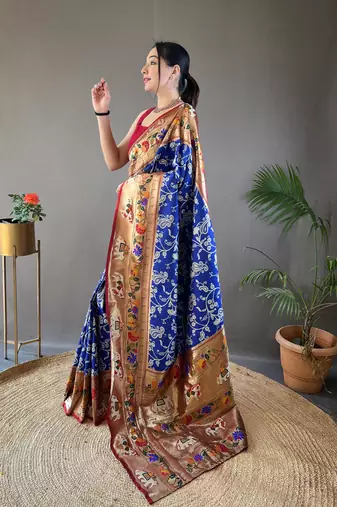 Beautiful Lucknowi Concept Weaving Saree With Paithani And Patola Saree