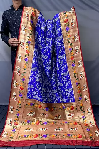 Beautiful Lucknowi Concept Weaving Saree With Paithani And Patola Saree