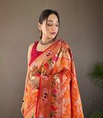 Beautiful Lucknowi Concept Weaving Saree With Paithani And Patola Saree