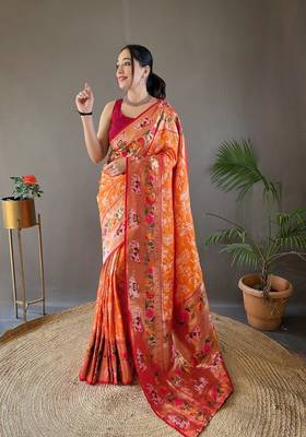 Beautiful Lucknowi Concept Weaving Saree With Paithani And Patola Saree 3