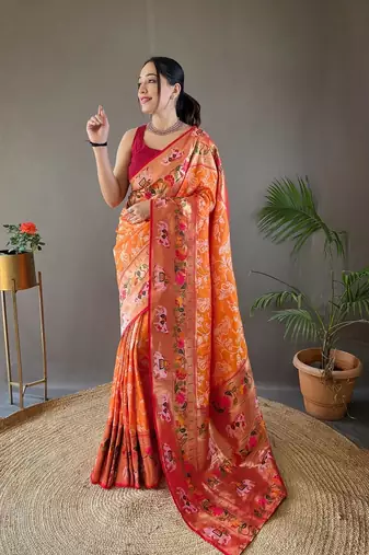 Beautiful Lucknowi Concept Weaving Saree With Paithani And Patola Saree
