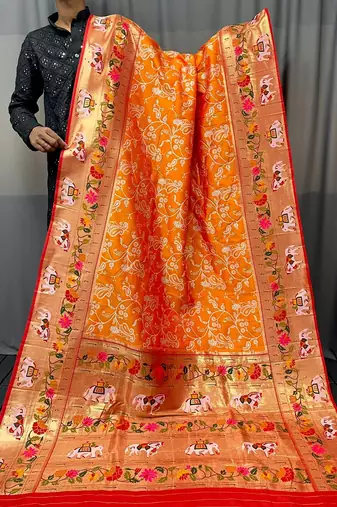 Beautiful Lucknowi Concept Weaving Saree With Paithani And Patola Saree