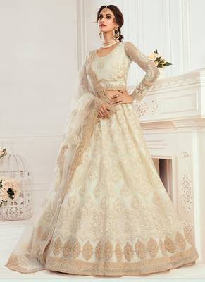 off white  net embroidered wedding lehenga 1