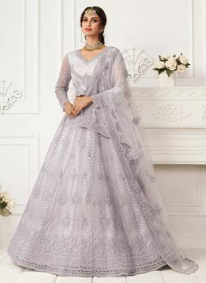 lavender net embroidered wedding lehenga 1
