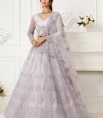 lavender net embroidered wedding lehenga