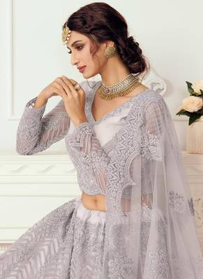 lavender net embroidered wedding lehenga 4