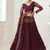 wine net embroidered wedding lehenga