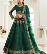green net embroidered wedding lehenga