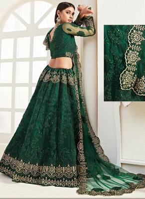 green net embroidered wedding lehenga 4