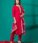 Ruh women's traditional silk blend kurti pant with dupatta