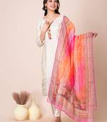 Ruh women's traditional silk blend kurti pant with dupatta