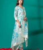 Ruh women's traditional silk blend kurti pant with dupatta