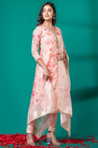 Ruh women's traditional silk blend kurti pant with dupatta