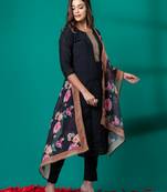 Ruh women's traditional silk blend kurti pant with dupatta