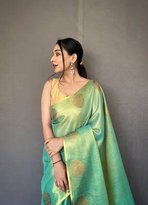 Tissue Silk Saree Jacquard Zari Weaving Saree With Jacquard Weaving Border Having Rich Saree 1
