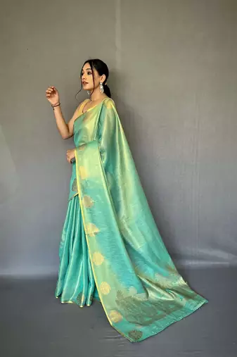 Tissue Silk Saree Jacquard Zari Weaving Saree With Jacquard Weaving Border Having Rich Saree