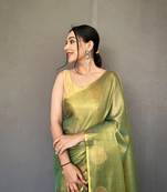 Tissue Silk Saree Jacquard Zari Weaving Saree With Jacquard Weaving Border Having Rich Saree, Blouse-Not As Per Image