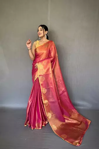 Tissue Silk Saree Jacquard Zari Weaving Saree With Jacquard Weaving Border Having Rich Saree
