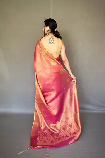 Tissue Silk Saree Jacquard Zari Weaving Saree With Jacquard Weaving Border Having Rich Saree