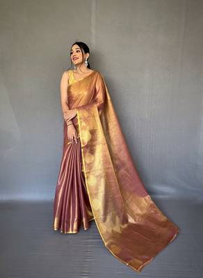 Tissue Silk Saree Jacquard Zari Weaving Saree With Jacquard Weaving Border Having Rich Saree 2