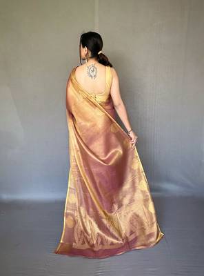Tissue Silk Saree Jacquard Zari Weaving Saree With Jacquard Weaving Border Having Rich Saree 3