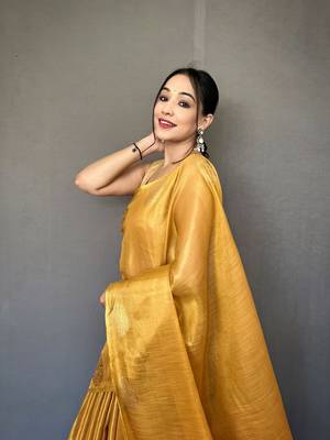 Tissue Silk Saree Jacquard Zari Weaving Saree With Jacquard Weaving Border Having Rich Saree 2