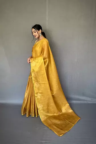 Tissue Silk Saree Jacquard Zari Weaving Saree With Jacquard Weaving Border Having Rich Saree