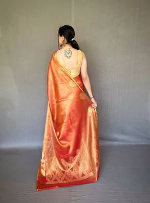 Tissue Silk Saree Jacquard Zari Weaving Saree With Jacquard Weaving Border Having Rich Saree 3