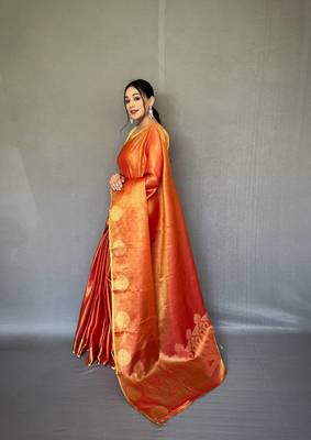 Tissue Silk Saree Jacquard Zari Weaving Saree With Jacquard Weaving Border Having Rich Saree 4
