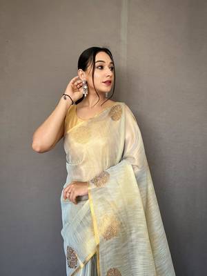 Tissue Silk Saree Jacquard Zari Weaving Saree With Jacquard Weaving Border Having Rich Saree 1